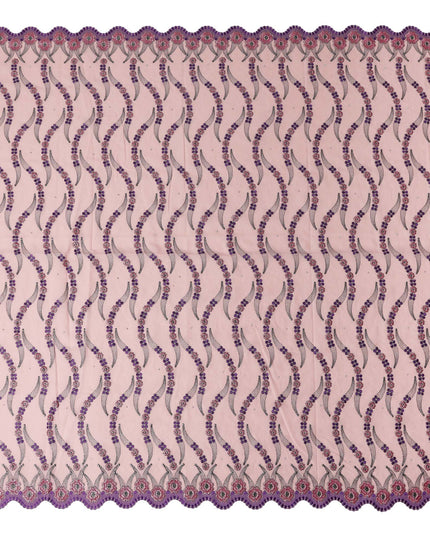 Blush Pink Embroidered Floral Swiss Cotton Voile 140cm