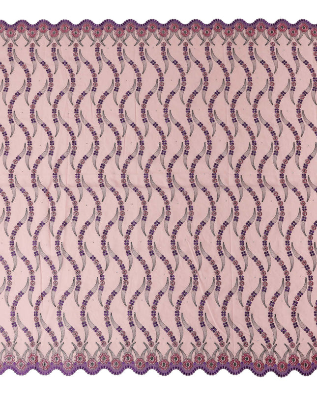 Blush Pink Embroidered Floral Swiss Cotton Voile 140cm