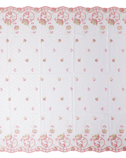White Floral Premium Pure Swiss 100% Cotton Voile Embroidered Traditional Sudanese Thobe 4.5 Mtrs 140cm Swiss Quality - D30291