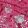 Pink Floral Premium Pure Swiss 100% Cotton Voile Embroidered Traditional Sudanese Thobe 4.5 Mtrs 140cm Swiss Quality - D30290