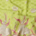 Green Floral Premium Pure Swiss 100% Cotton Voile Embroidered Traditional Sudanese Thobe 4.5 Mtrs 140cm Swiss Quality - D30292