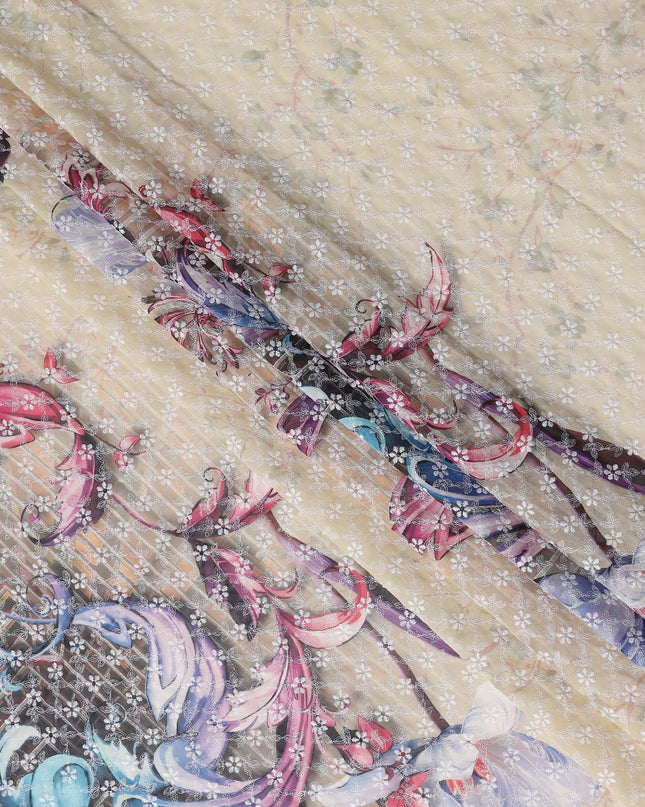 Beige Bouquet Swiss Cotton Voile Sudanese Thobe
