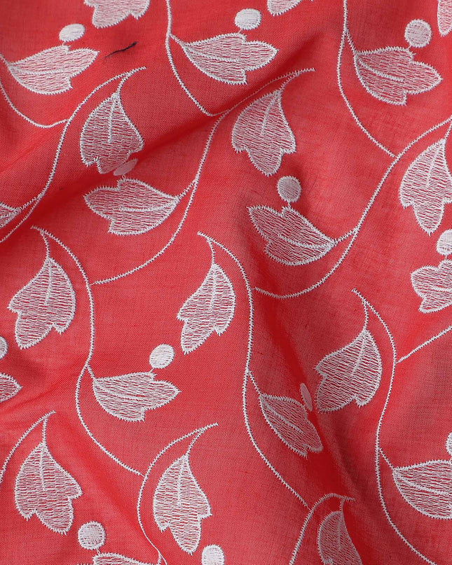 Red Leaf Premium Pure Swiss 100% Cotton Voile Embroidered Traditional Sudanese Thobe 4.5 Mtrs 140cm Swiss Quality - D30289