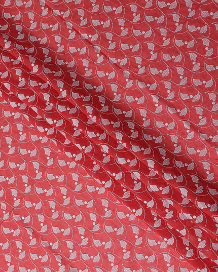 Red Leaf Premium Pure Swiss 100% Cotton Voile Embroidered Traditional Sudanese Thobe 4.5 Mtrs 140cm Swiss Quality - D30289