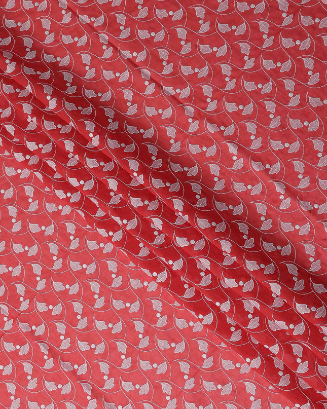 Red Leaf Premium Pure Swiss 100% Cotton Voile Embroidered Traditional Sudanese Thobe 4.5 Mtrs 140cm Swiss Quality - D30289