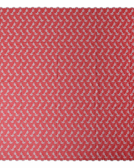 Red Leaf Premium Pure Swiss 100% Cotton Voile Embroidered Traditional Sudanese Thobe 4.5 Mtrs 140cm Swiss Quality - D30289
