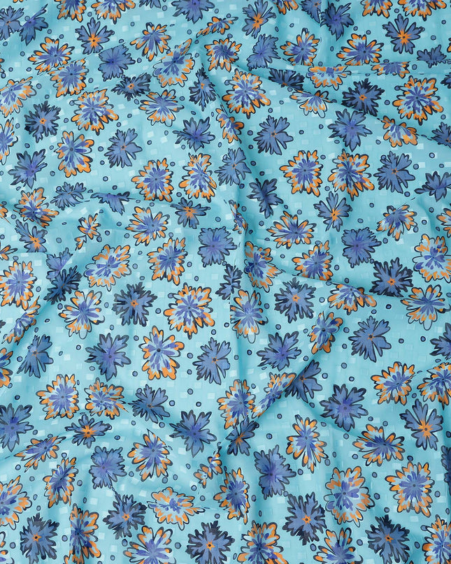 Sky Blue and Cobalt Swiss Voile Sudanese Thobe Fabric