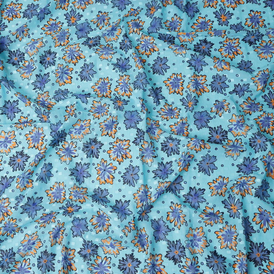 Sky Blue and Cobalt Swiss Voile Sudanese Thobe Fabric