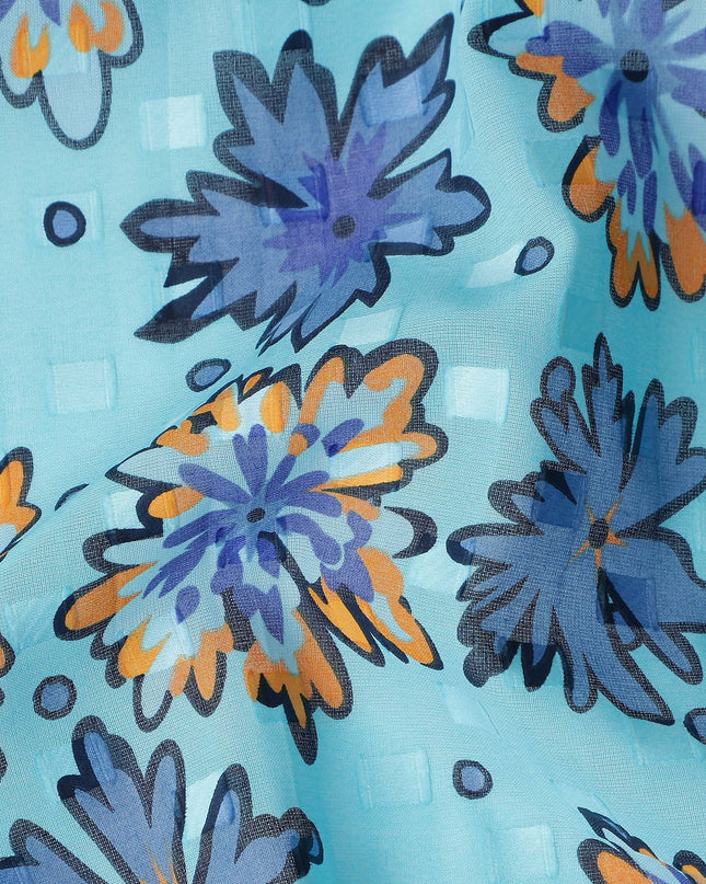 Sky Blue and Cobalt Swiss Voile Sudanese Thobe Fabric