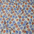 Ivory and Cobalt Blue Swiss Voile Sudanese Thobe Fabric