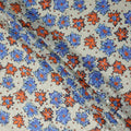 Ivory and Cobalt Blue Swiss Voile Sudanese Thobe Fabric