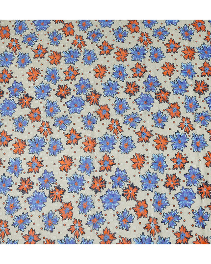 Ivory and Cobalt Blue Swiss Voile Sudanese Thobe Fabric