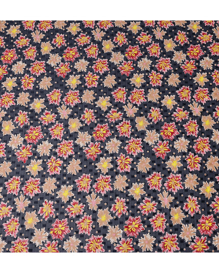 Charcoal and Coral Pink Swiss Voile Sudanese Thobe Fabric