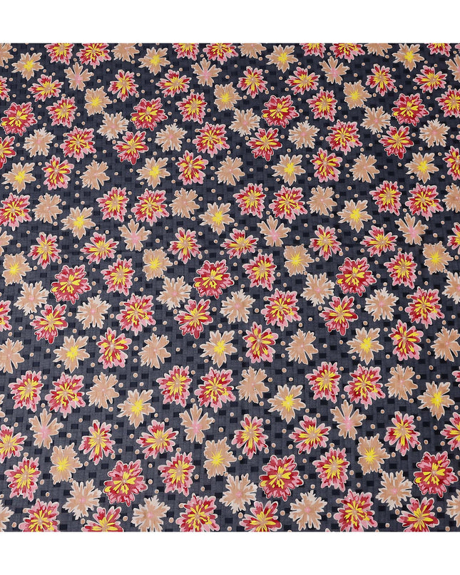 Charcoal and Coral Pink Swiss Voile Sudanese Thobe Fabric
