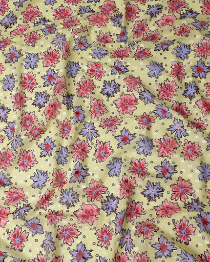 Golden Yellow and Crimson Swiss Voile Sudanese Thobe Fabric