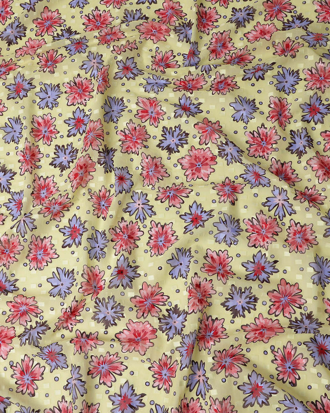 Golden Yellow and Crimson Swiss Voile Sudanese Thobe Fabric