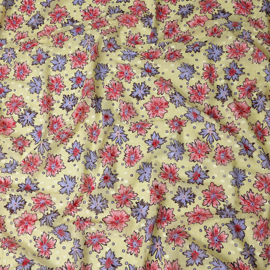 Golden Yellow and Crimson Swiss Voile Sudanese Thobe Fabric