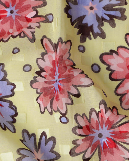 Golden Yellow and Crimson Swiss Voile Sudanese Thobe Fabric