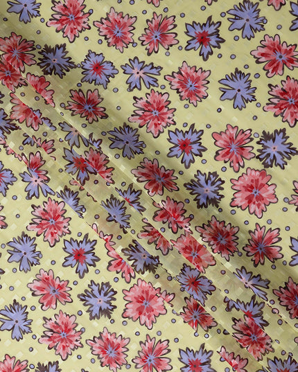 Golden Yellow and Crimson Swiss Voile Sudanese Thobe Fabric