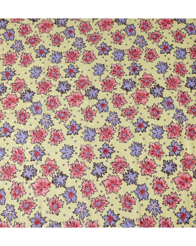 Golden Yellow and Crimson Swiss Voile Sudanese Thobe Fabric