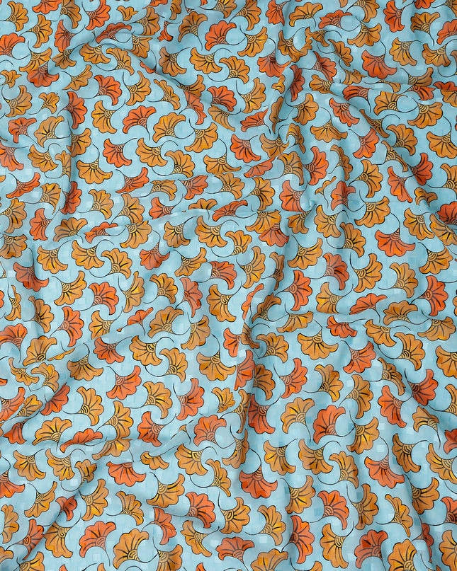 Sky Blue and Amber Swiss Voile Sudanese Thobe Fabric