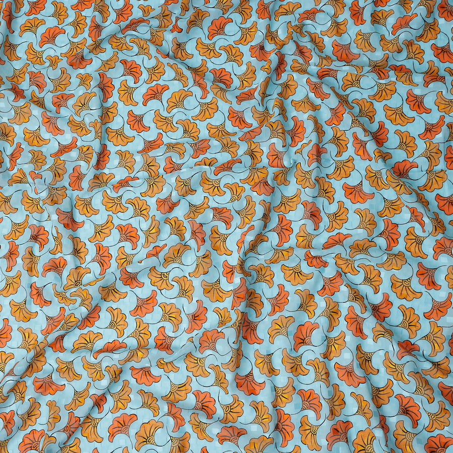 Sky Blue and Amber Swiss Voile Sudanese Thobe Fabric