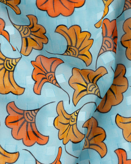 Sky Blue and Amber Swiss Voile Sudanese Thobe Fabric