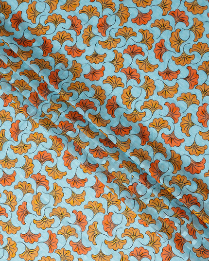 Sky Blue and Amber Swiss Voile Sudanese Thobe Fabric