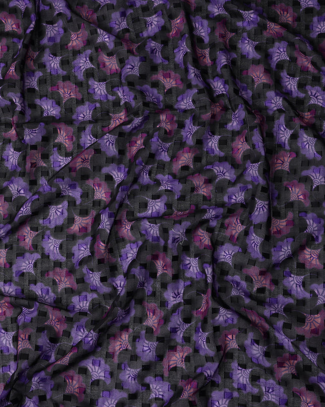 Charcoal and Violet Purple Swiss Voile Sudanese Thobe Fabric