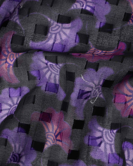 Charcoal and Violet Purple Swiss Voile Sudanese Thobe Fabric