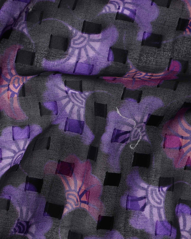 Charcoal and Violet Purple Swiss Voile Sudanese Thobe Fabric