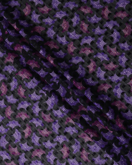 Charcoal and Violet Purple Swiss Voile Sudanese Thobe Fabric
