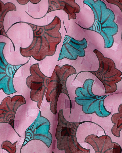 Blush Pink and Teal Swiss Voile Sudanese Thobe Fabric