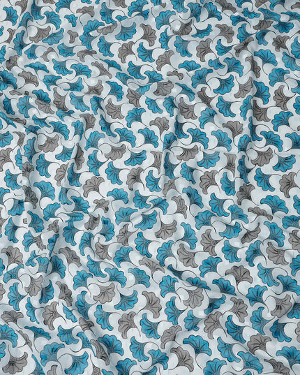 Ivory and Teal Blue Swiss Voile Sudanese Thobe Fabric