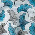 Ivory and Teal Blue Swiss Voile Sudanese Thobe Fabric