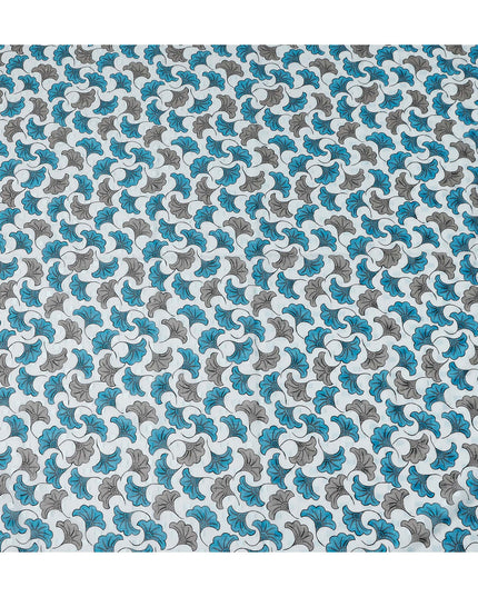 Ivory and Teal Blue Swiss Voile Sudanese Thobe Fabric
