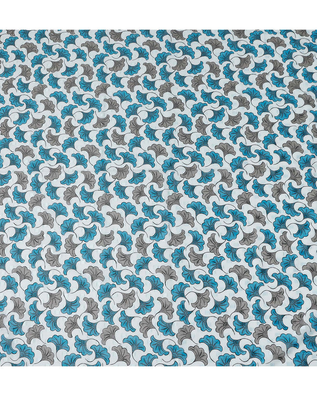 Ivory and Teal Blue Swiss Voile Sudanese Thobe Fabric