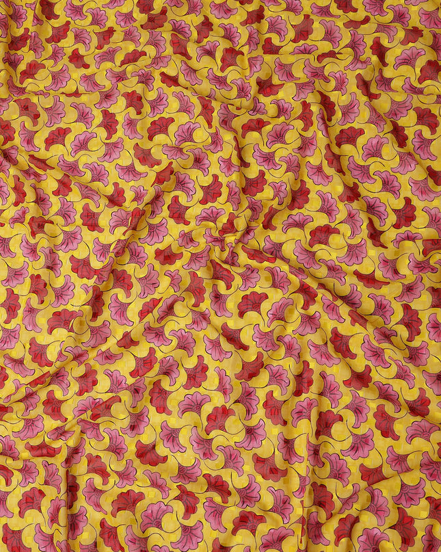 Golden Yellow and Rose Pink Swiss Voile Sudanese Thobe Fabri