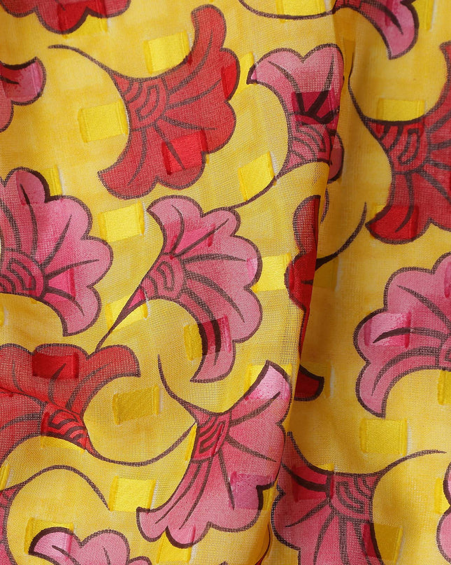Golden Yellow and Rose Pink Swiss Voile Sudanese Thobe Fabri
