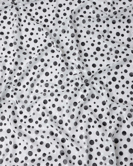 White Polka Dot Swiss Cotton Voile Sudanese Thobe