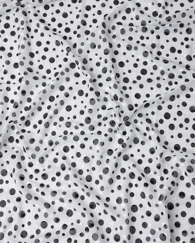 White Polka Dot Swiss Cotton Voile Sudanese Thobe
