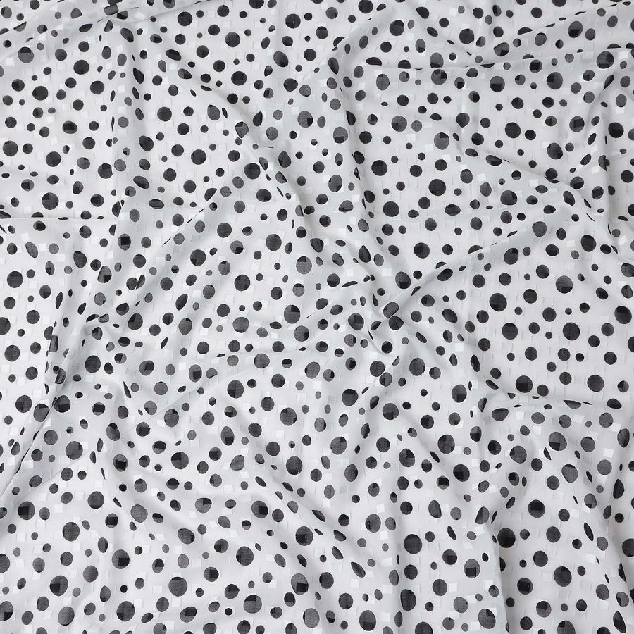 White Polka Dot Swiss Cotton Voile Sudanese Thobe