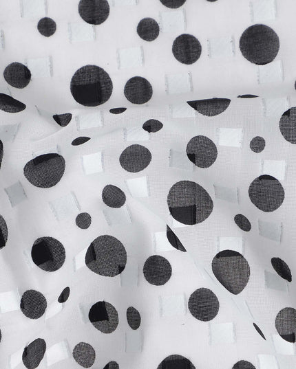 White Polka Dot Swiss Cotton Voile Sudanese Thobe
