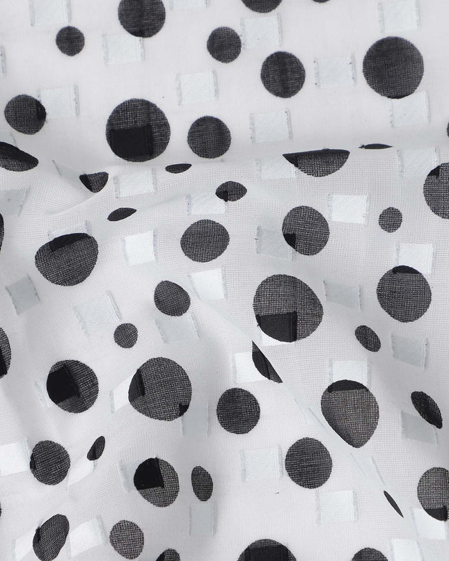 White Polka Dot Swiss Cotton Voile Sudanese Thobe