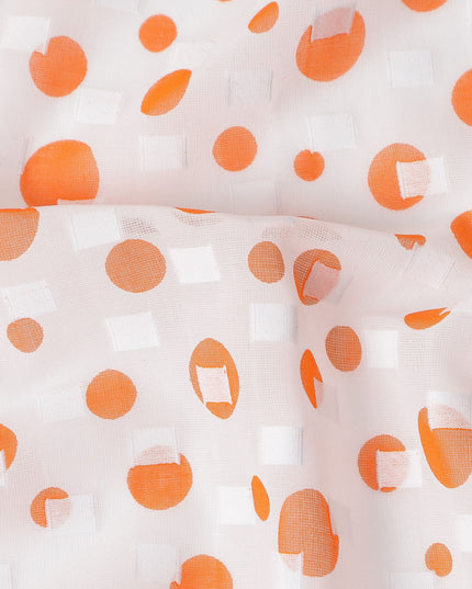 White Polka Dot Swiss Cotton Voile Sudanese Thobe