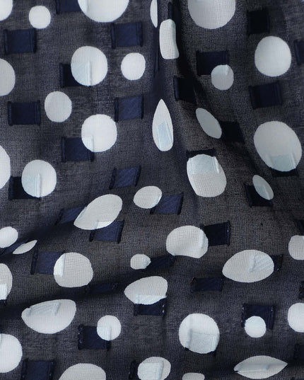 Blue Polka Dot Swiss Cotton Voile Sudanese Thobe