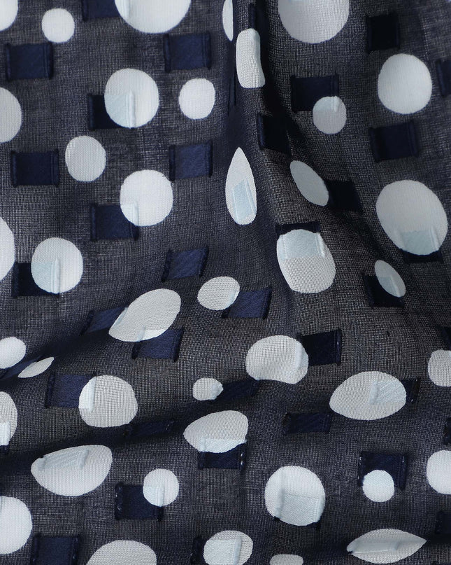 Blue Polka Dot Swiss Cotton Voile Sudanese Thobe