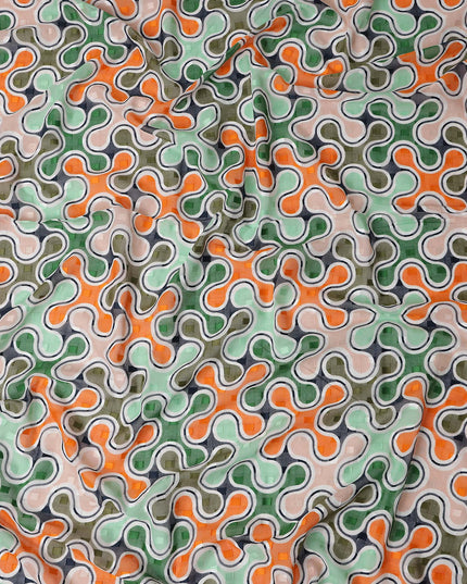 Sage Green and Coral Swiss Voile Sudanese Thobe Fabric