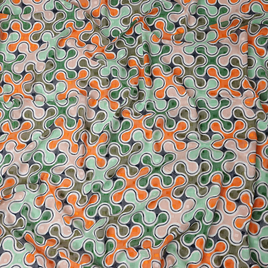 Sage Green and Coral Swiss Voile Sudanese Thobe Fabric