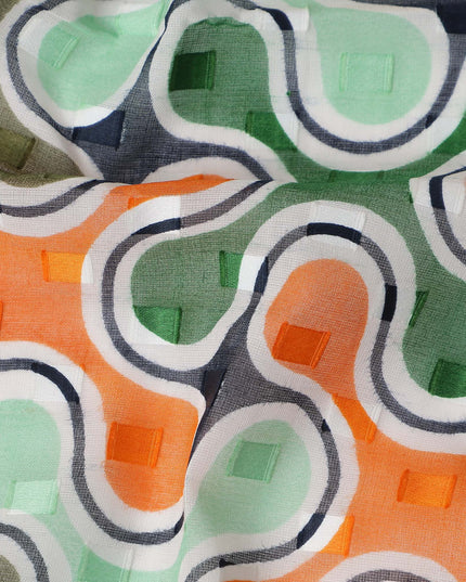 Sage Green and Coral Swiss Voile Sudanese Thobe Fabric